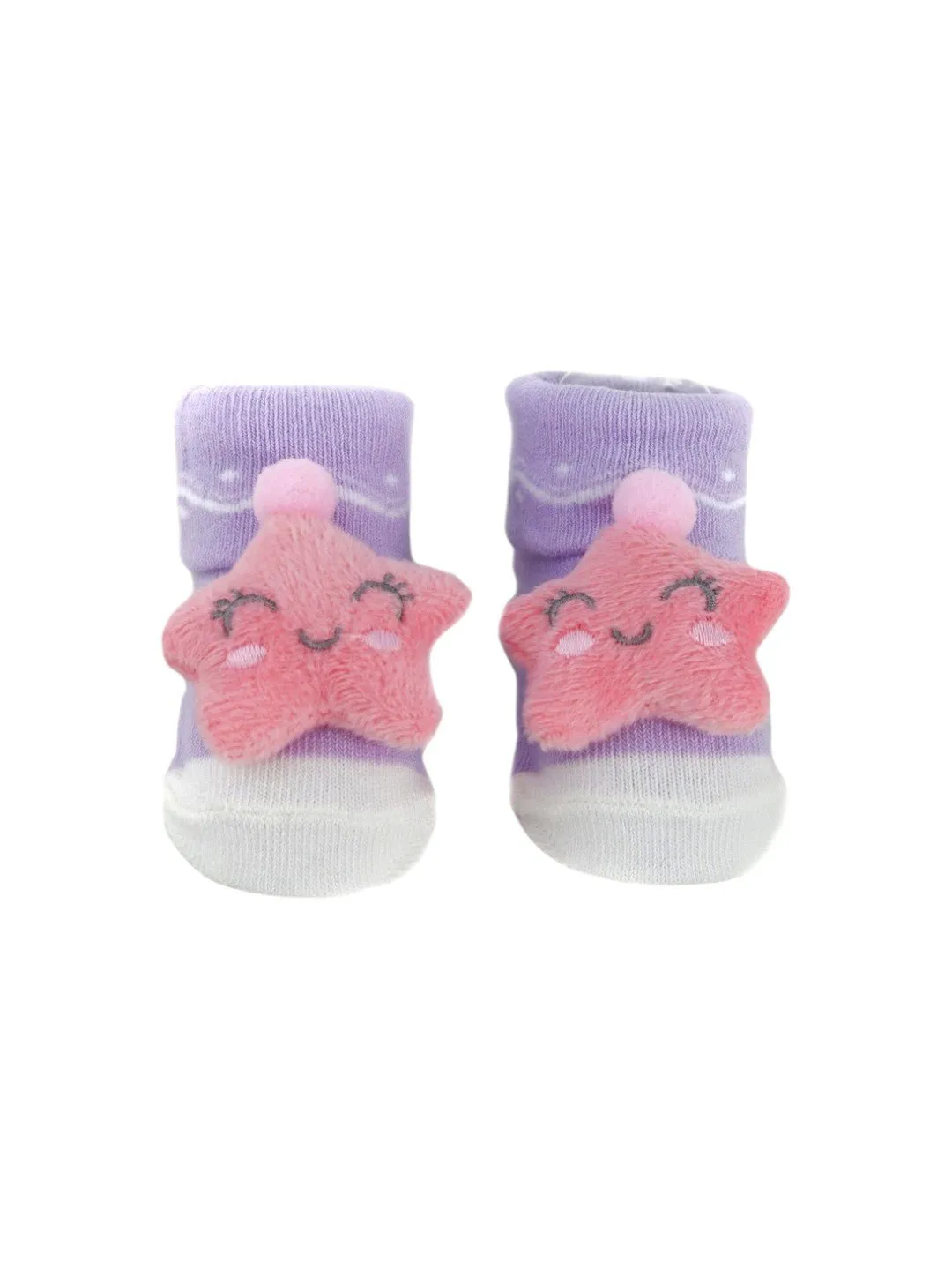 Purple Baby Booties with 3D Pink Star Design – Soft and Adorable