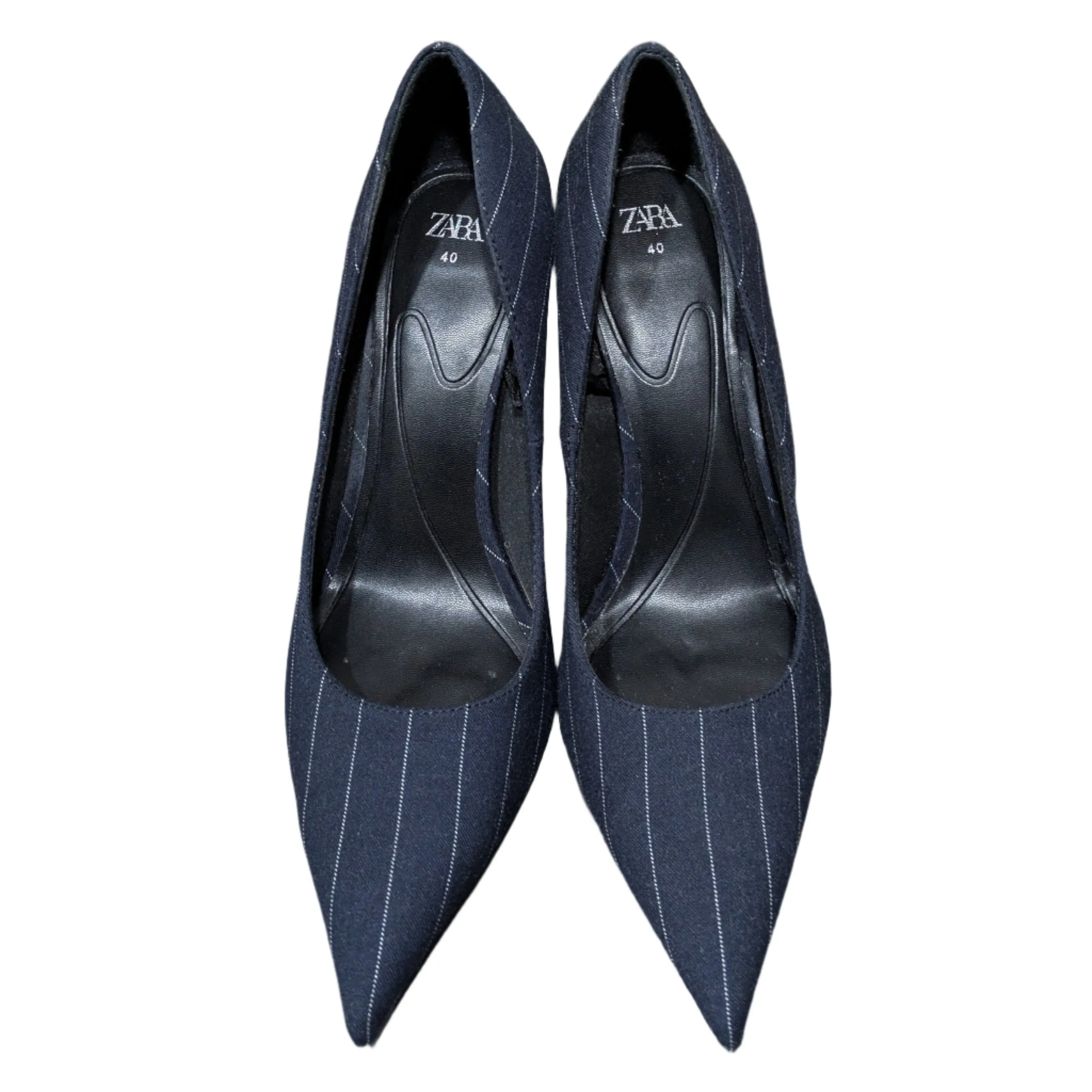 Zara Pinstripe Pointed Toe Court Shoes Size UK 7 / EU 40 / US 9